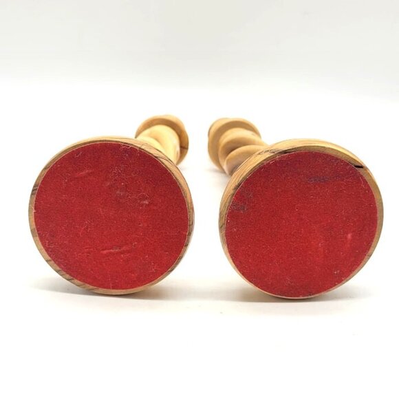 Hand Turned Olive Wood Candle Holders Set2 Rustic Luxury Decor Holy Land Holiday - Picture 8 of 11